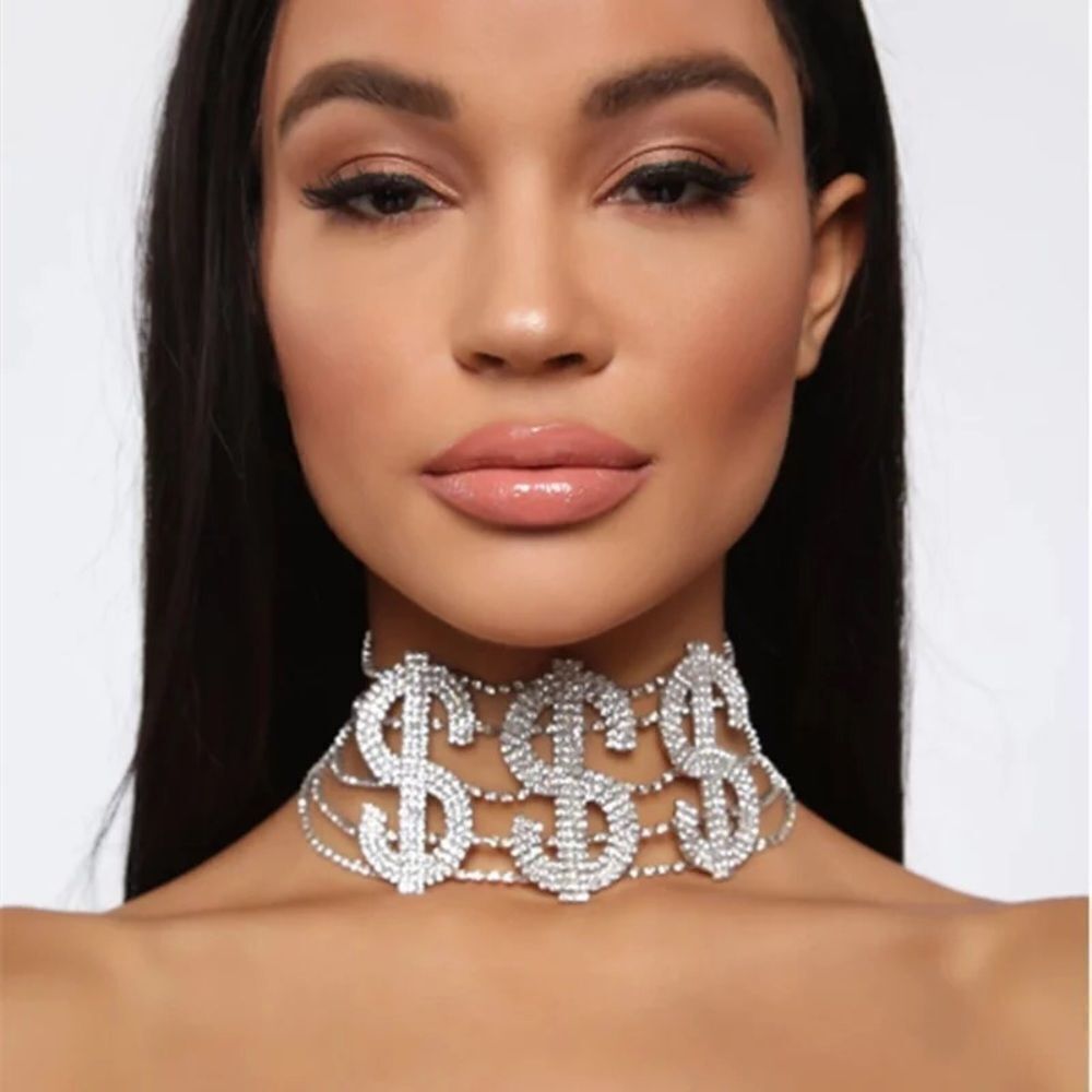 Money $ Bling Rhinestone Choker